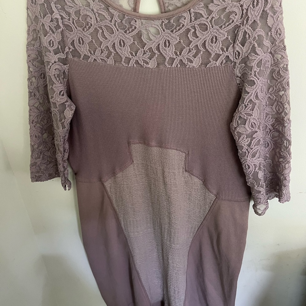 Sundance Manette Dress Medium Gray Lace 3/4 Sleeve (altered)from long sleeve - Picture 3 of 10